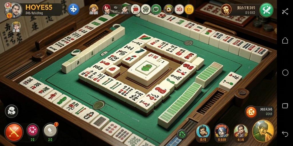 Gameplay Mahjong yang menarik dalam HOYE55 dengan berbagai level dan tantangan.