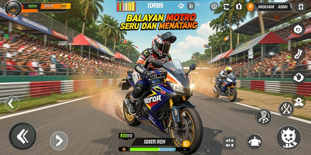 Tampilan gameplay seru dari balapan motor IDR89.
