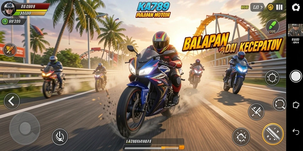 Tampilan gambar dari gameplay KA789 dengan balapan yang seru.