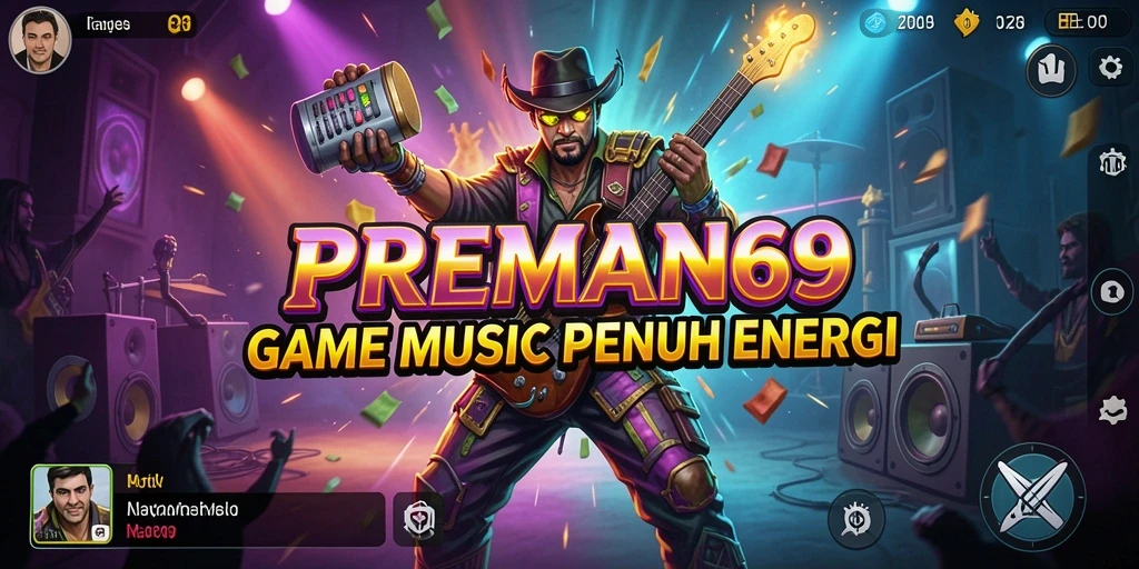 Screenshot utama PREMAN69 menampilkan gameplay musik yang seru dan interaktif.