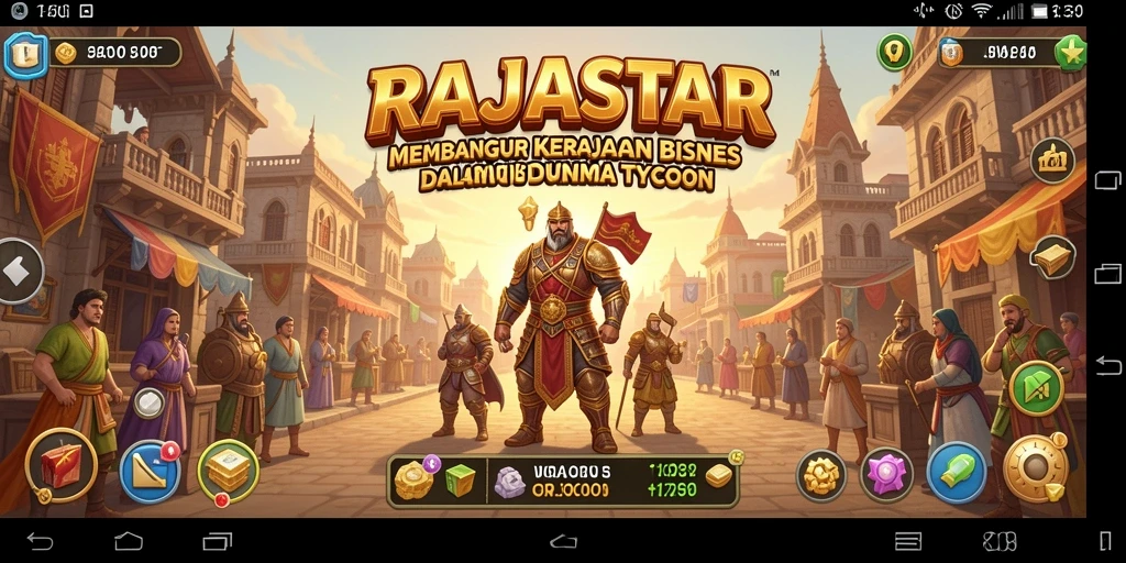 Screenshot utama RAJASTAR menampilkan gameplay yang mendebarkan dalam membangun kerajaan bisnis.