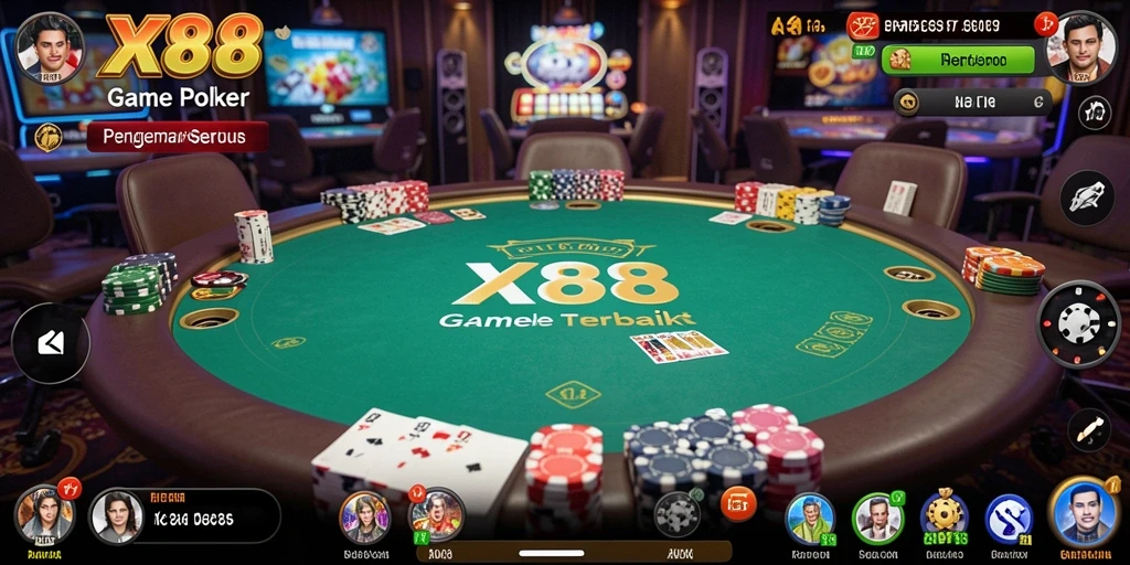 Tampilan menarik dari gameplay Poker di X88 yang seru.